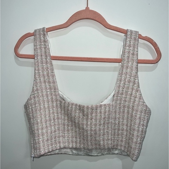 NWOT pink tweed ZARA crop - size L - Picture 5 of 12